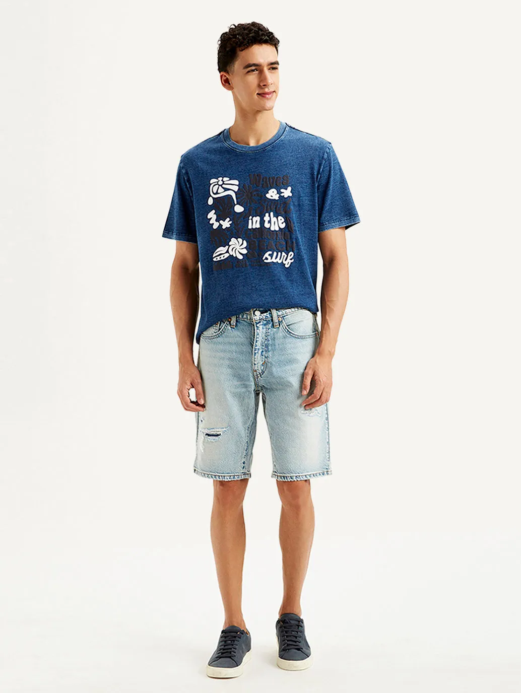 Men's Light Blue Tapered Shorts
