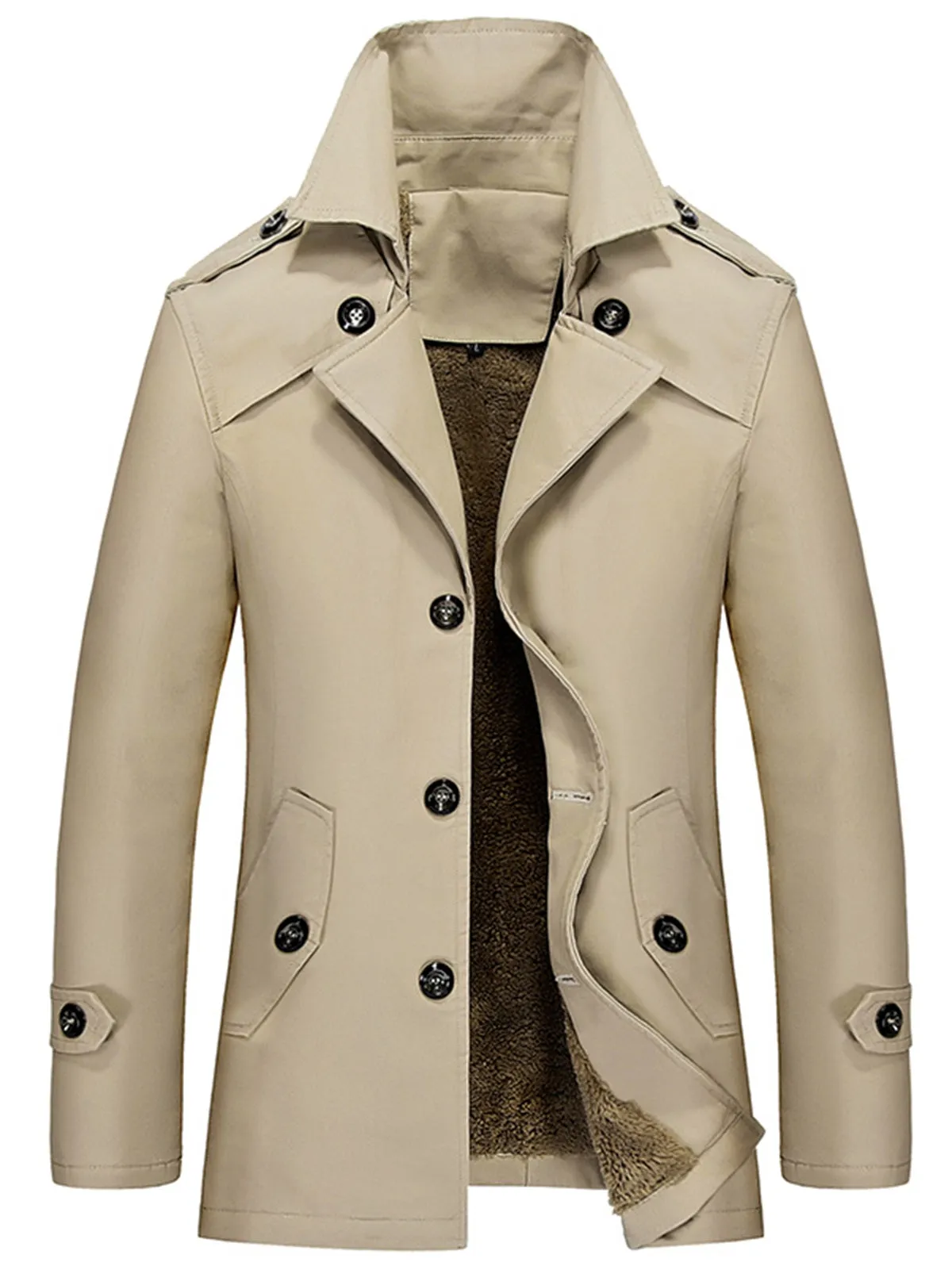 Men's Single-Breasted Slim Lapel Long Sleeves Jacket
