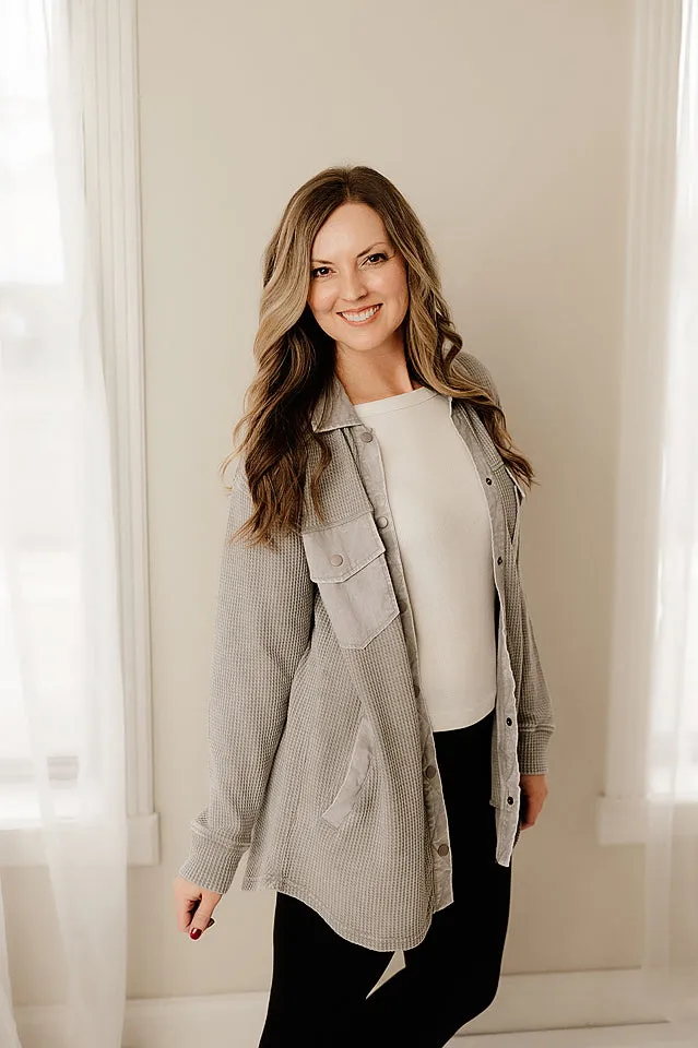 Mineral Washed Button Down Jacket