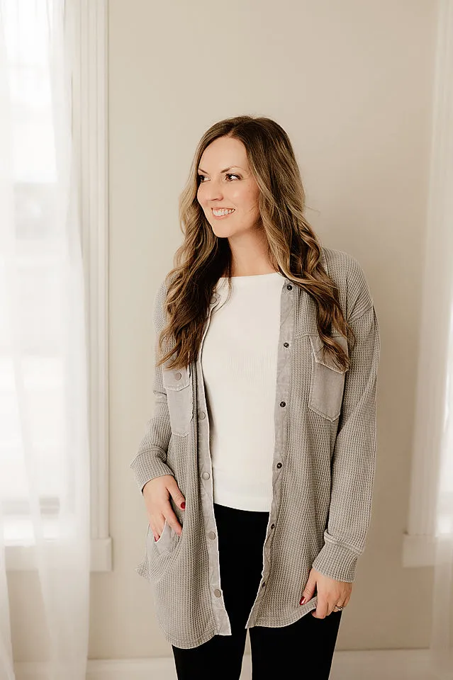 Mineral Washed Button Down Jacket