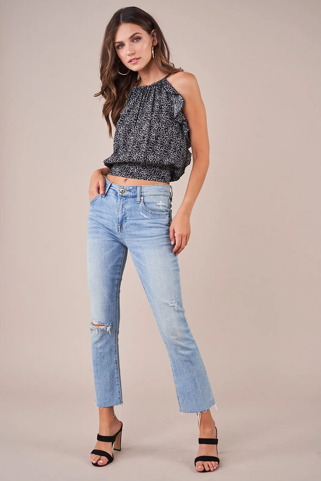 Mollie Floral Halter Crop Top