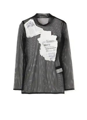 Newspaper Print High Neck T