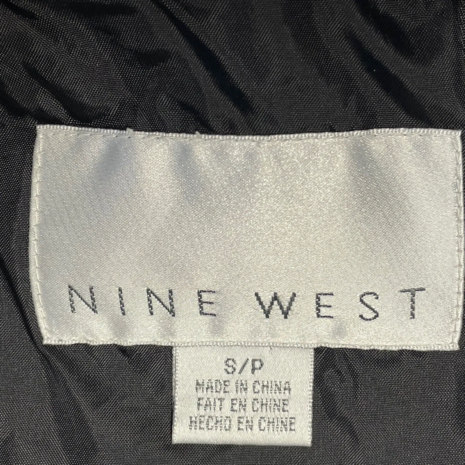 Nine West Women's Light Jacket Quilted Full Zip Hooded Pockets Black Size S