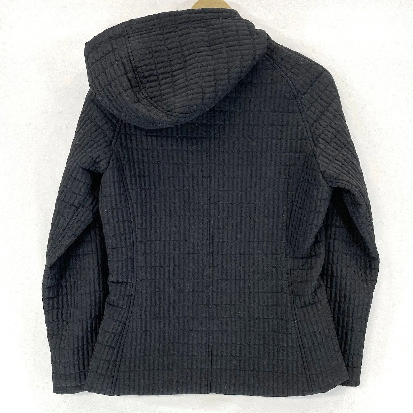 Nine West Women's Light Jacket Quilted Full Zip Hooded Pockets Black Size S