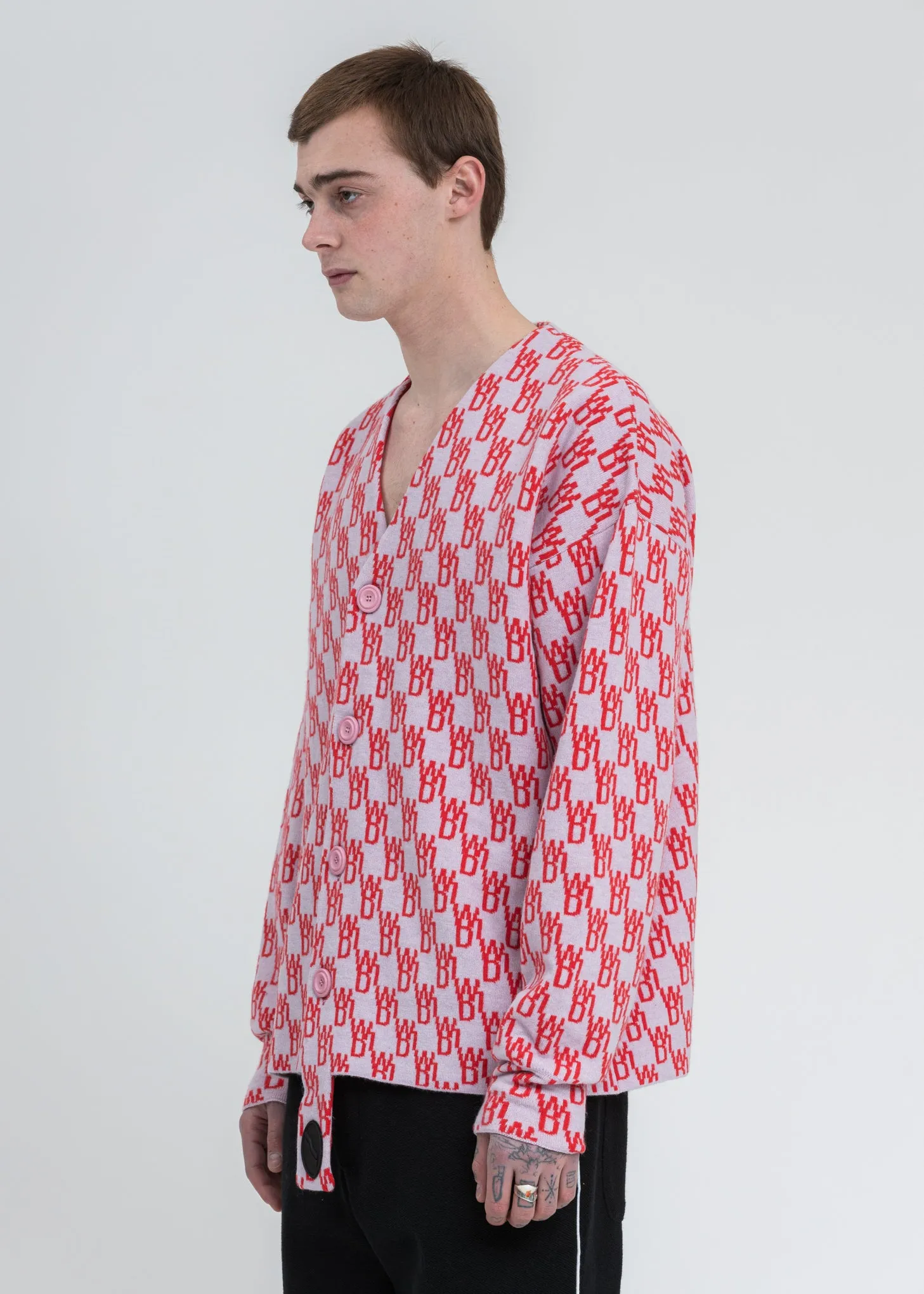 Pink Logo Jacquard Cardigan