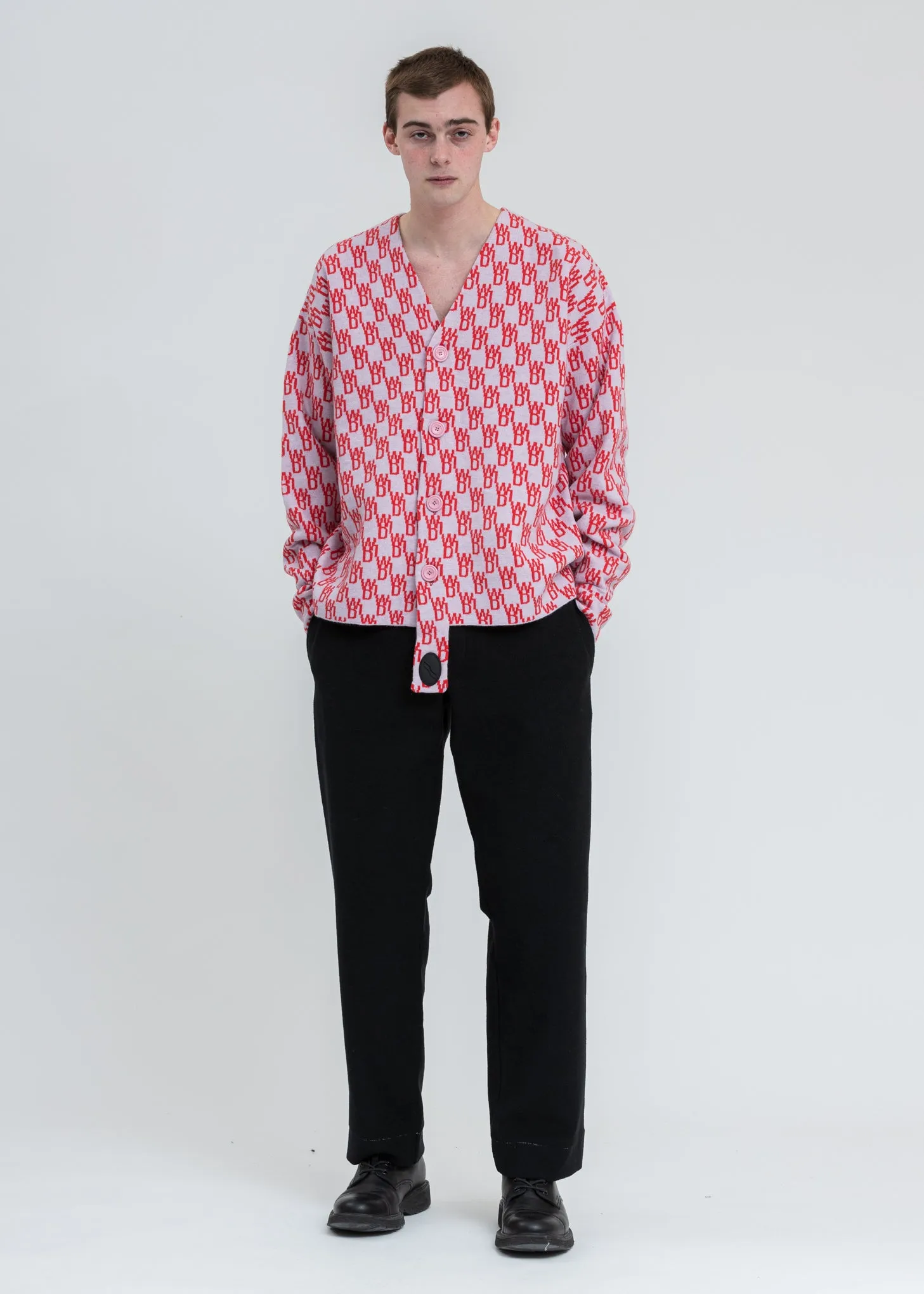 Pink Logo Jacquard Cardigan