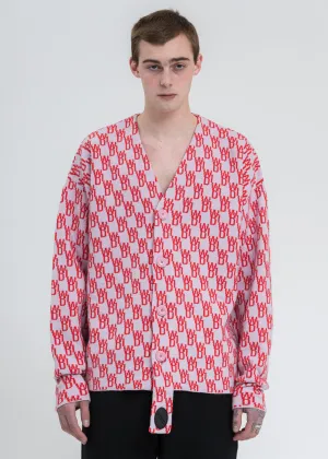 Pink Logo Jacquard Cardigan