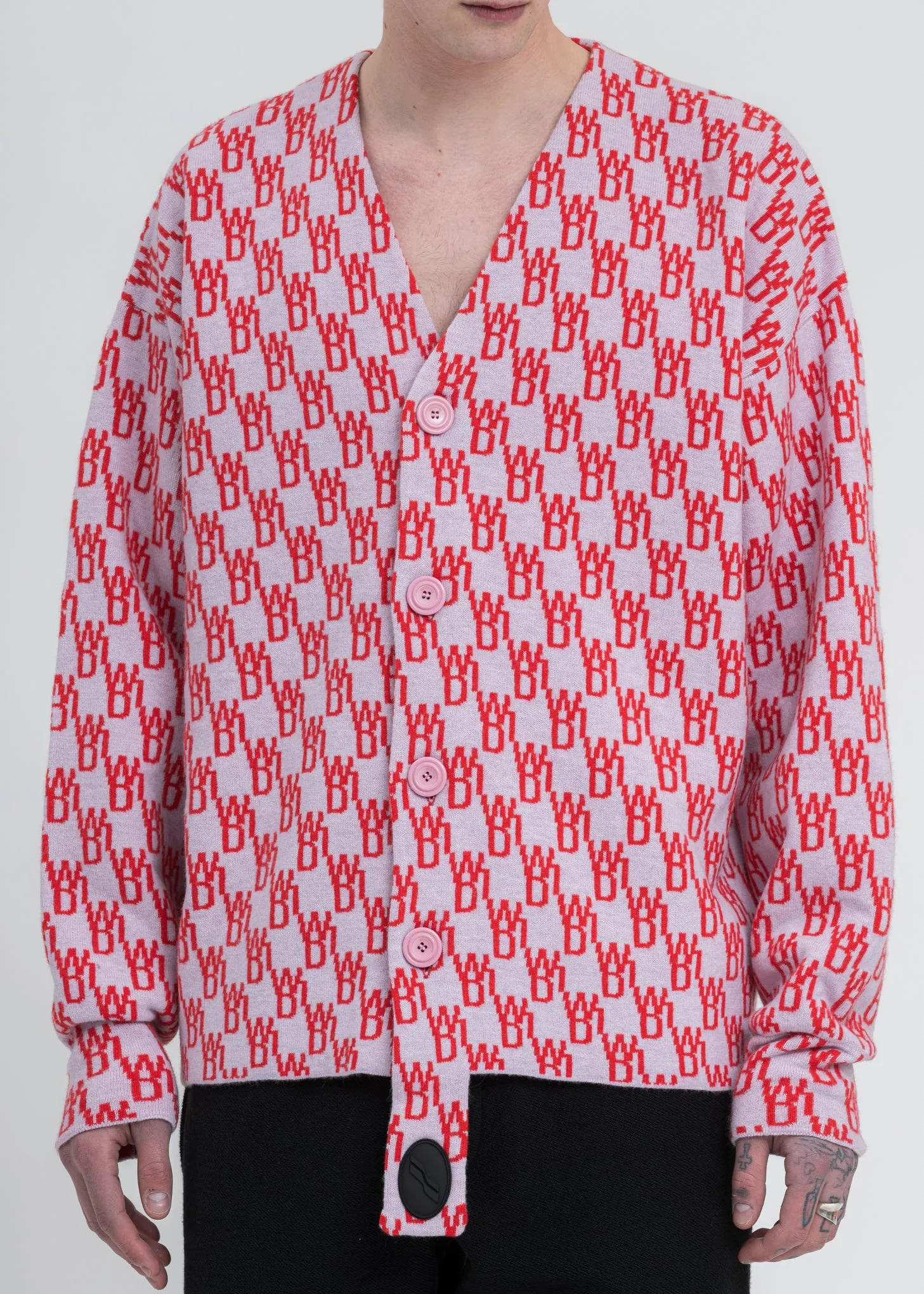 Pink Logo Jacquard Cardigan