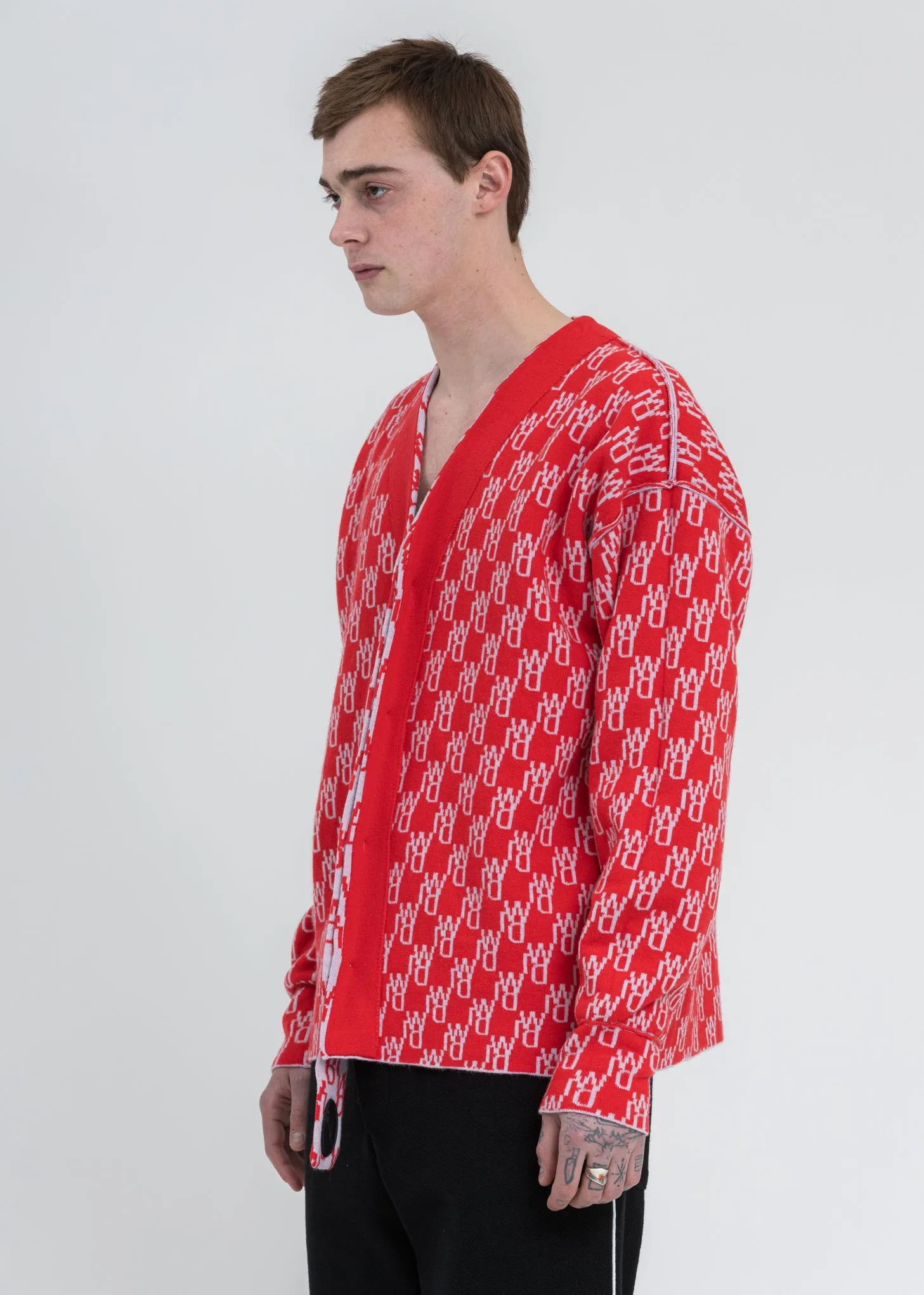 Pink Logo Jacquard Cardigan