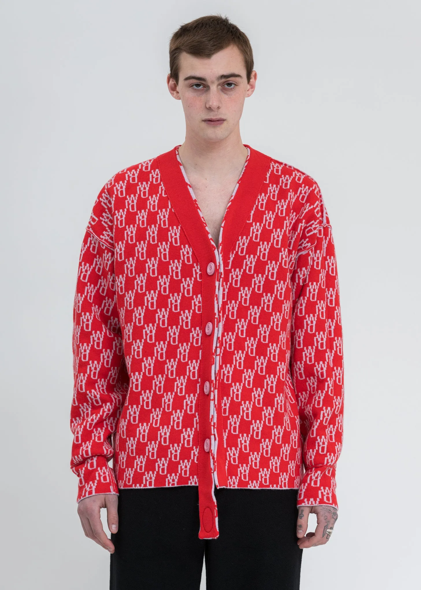 Pink Logo Jacquard Cardigan