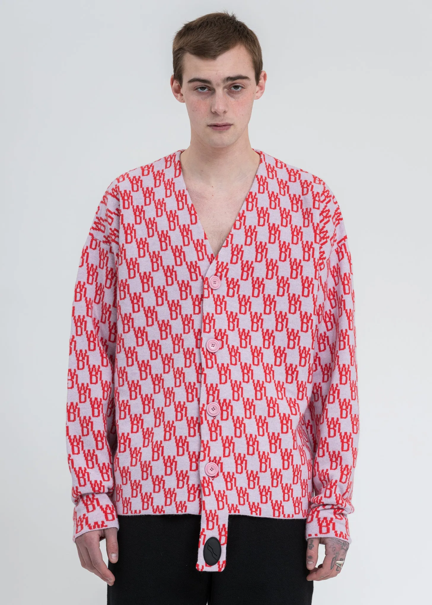 Pink Logo Jacquard Cardigan