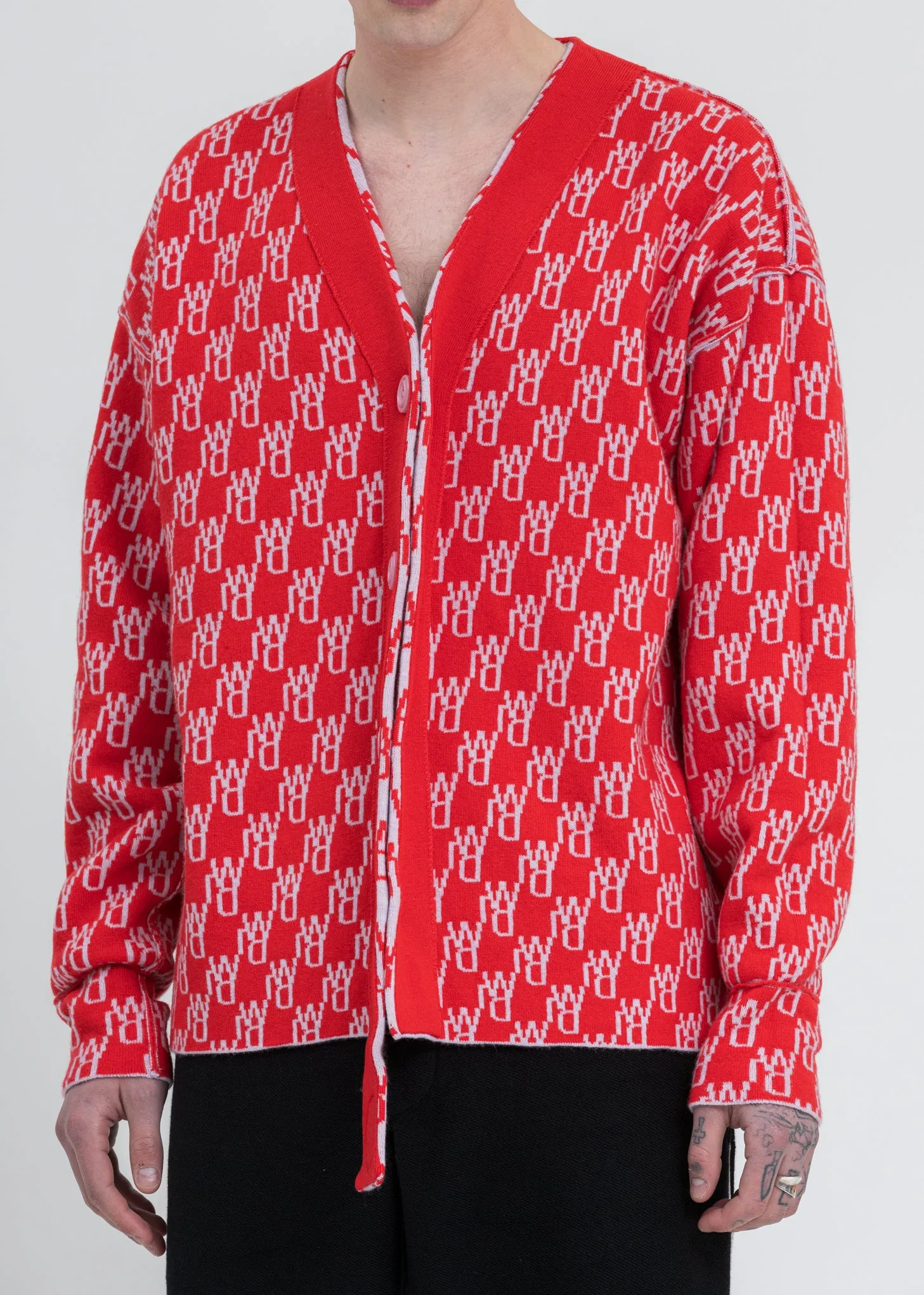 Pink Logo Jacquard Cardigan