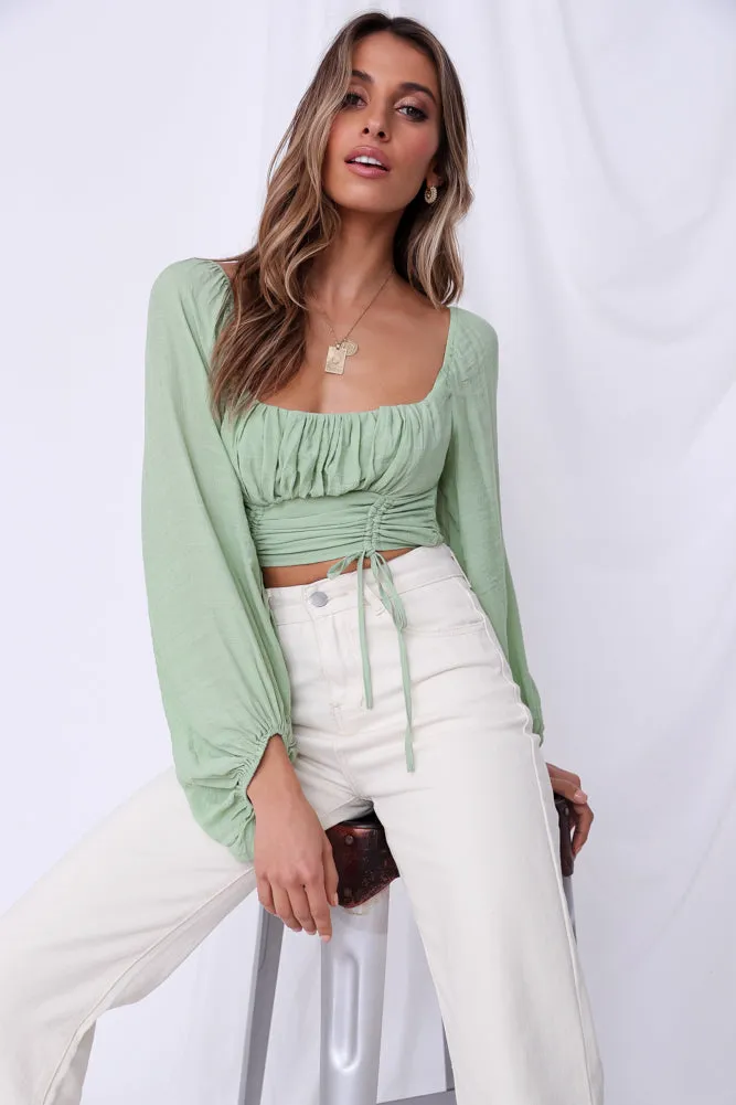 Planting Seeds Crop Top Green