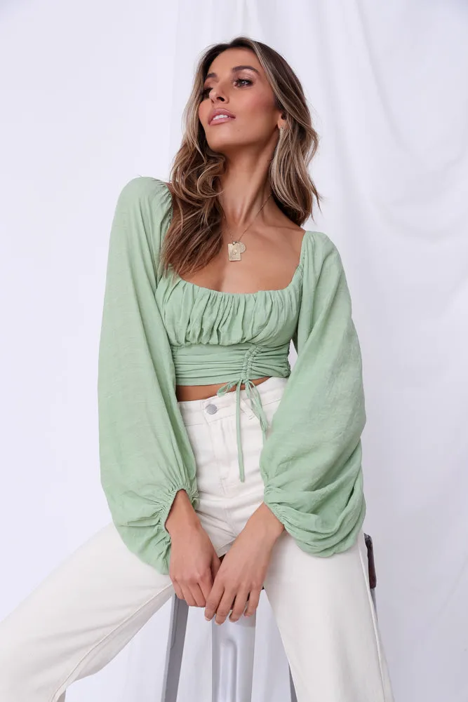 Planting Seeds Crop Top Green