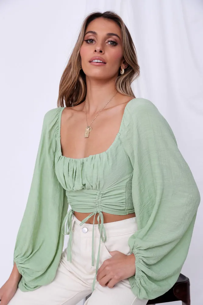 Planting Seeds Crop Top Green