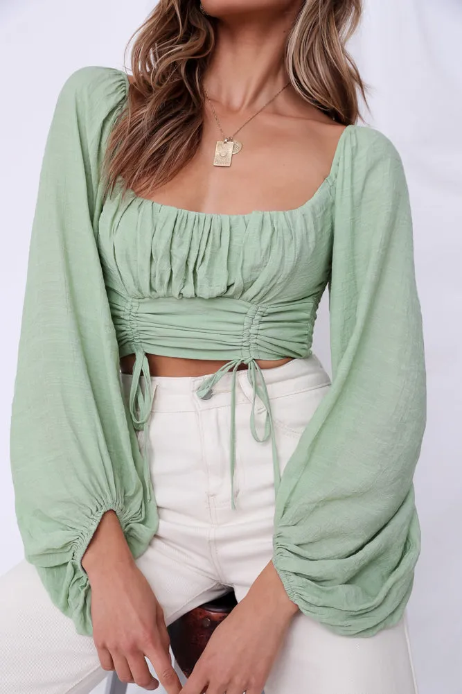 Planting Seeds Crop Top Green