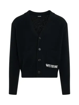 Pocket Logo Knit Cardigan in Black