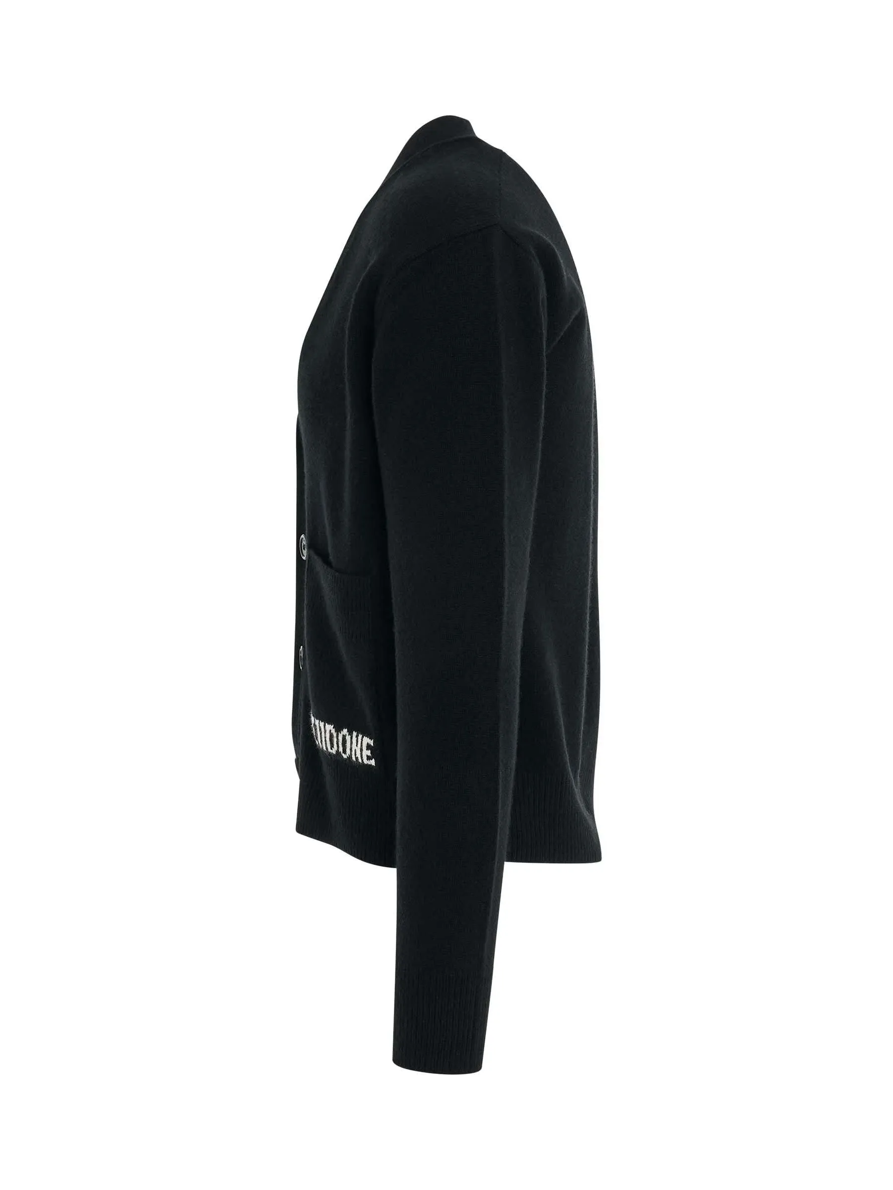 Pocket Logo Knit Cardigan in Black