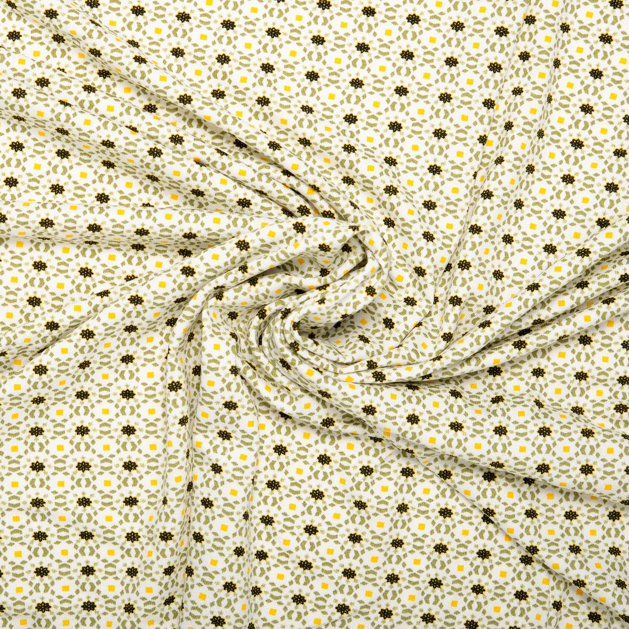 Printed Viscose Knit - ARIELLA - Abstract - White / Green