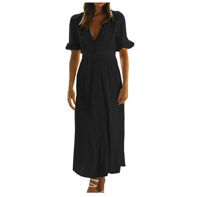 "Flora" Button Maxi Dress