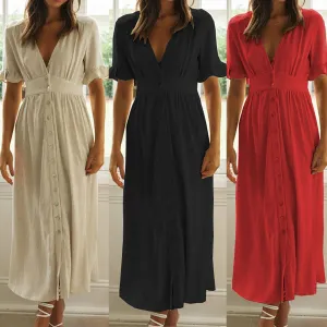 "Flora" Button Maxi Dress