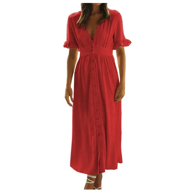 "Flora" Button Maxi Dress