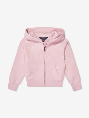 Ralph Lauren Girls Logo Zip Up Top in Pink