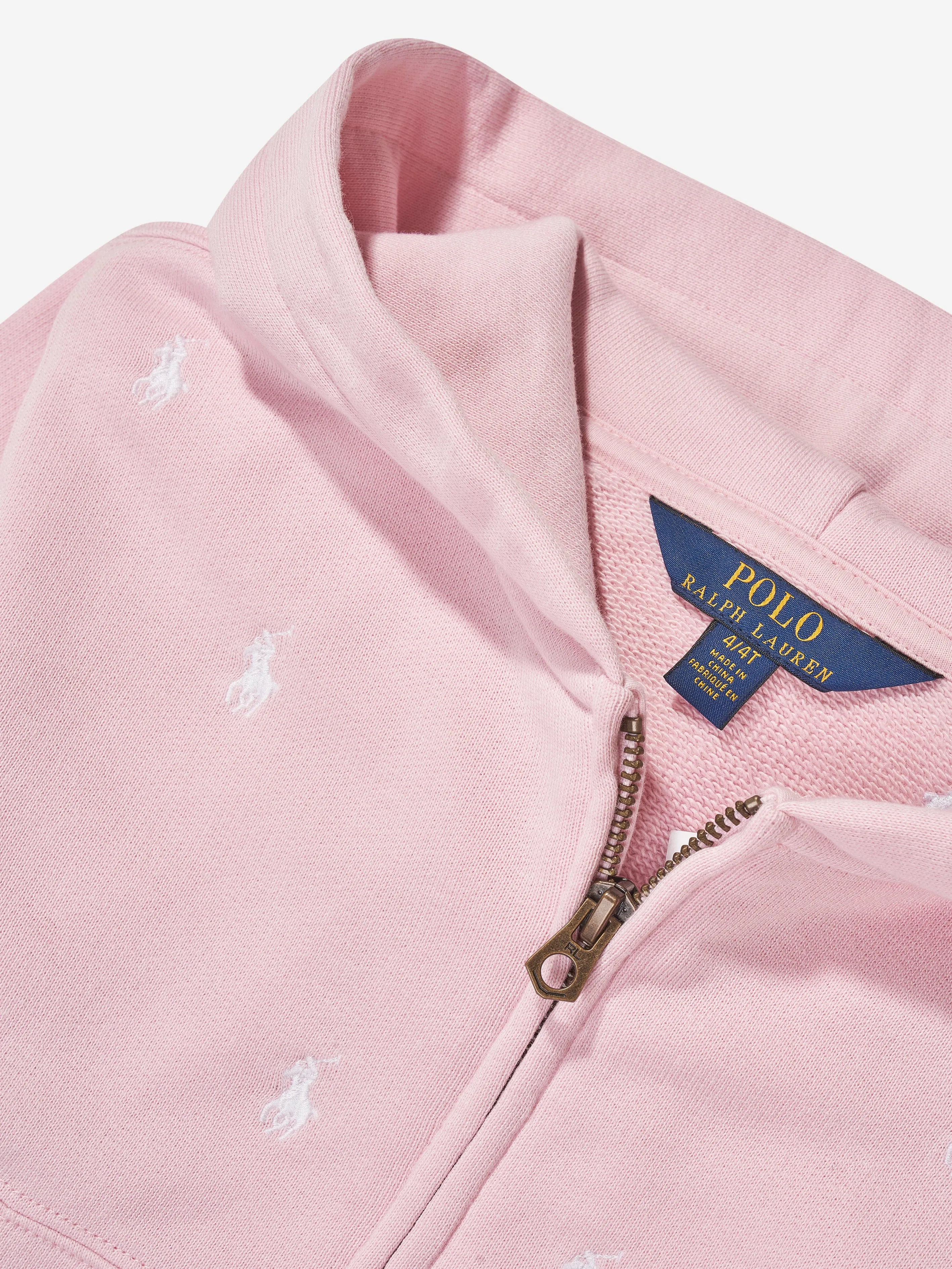 Ralph Lauren Girls Logo Zip Up Top in Pink