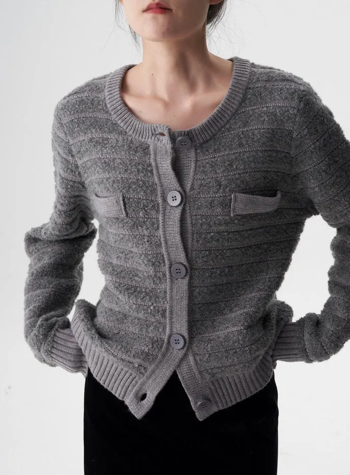Relaxed Wool Cardigan in Grey
