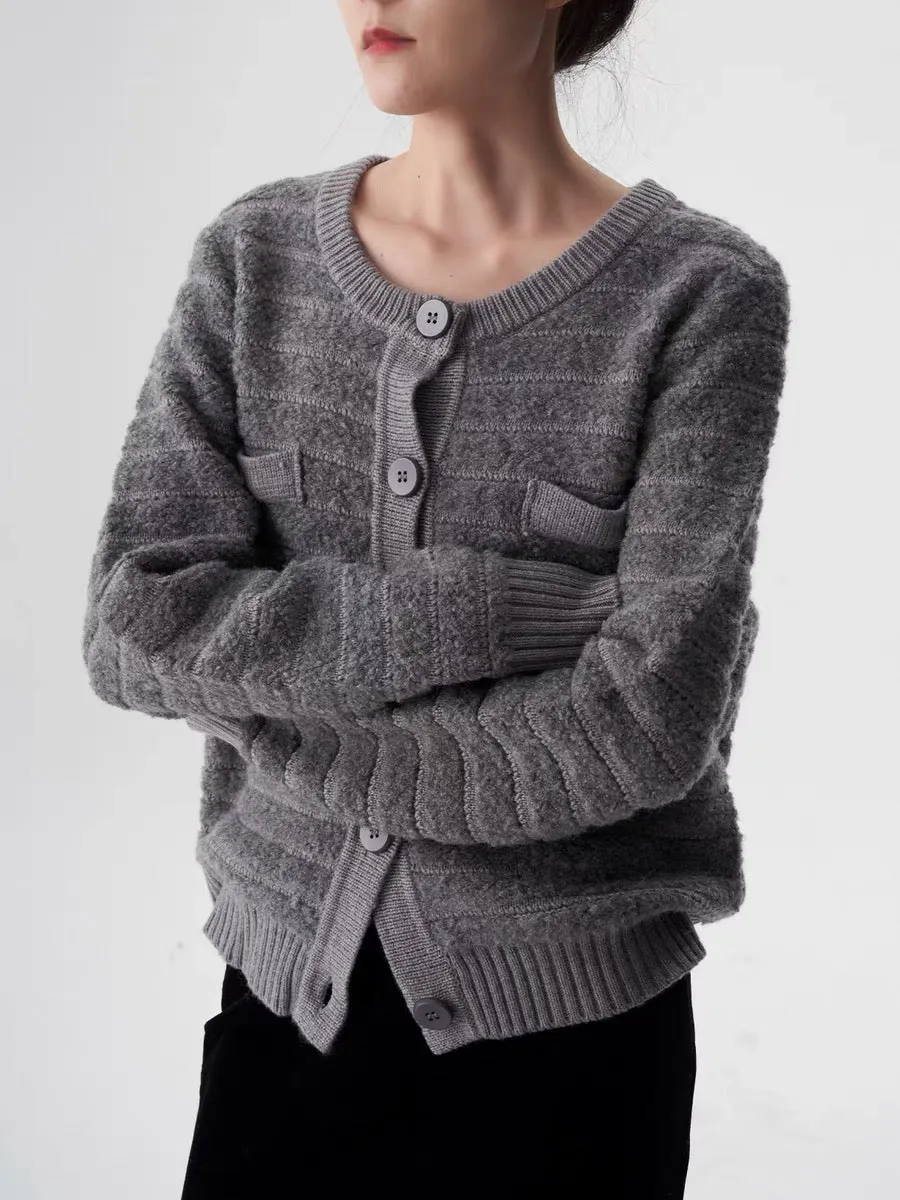 Relaxed Wool Cardigan in Grey