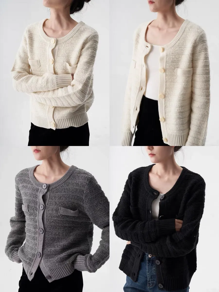 Relaxed Wool Cardigan in Grey