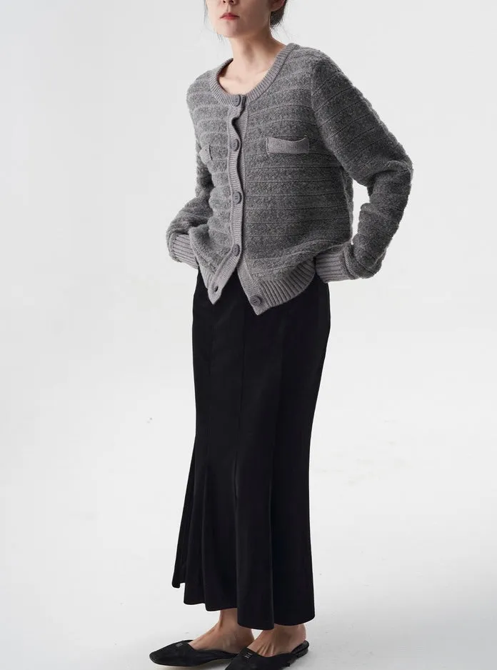 Relaxed Wool Cardigan in Grey