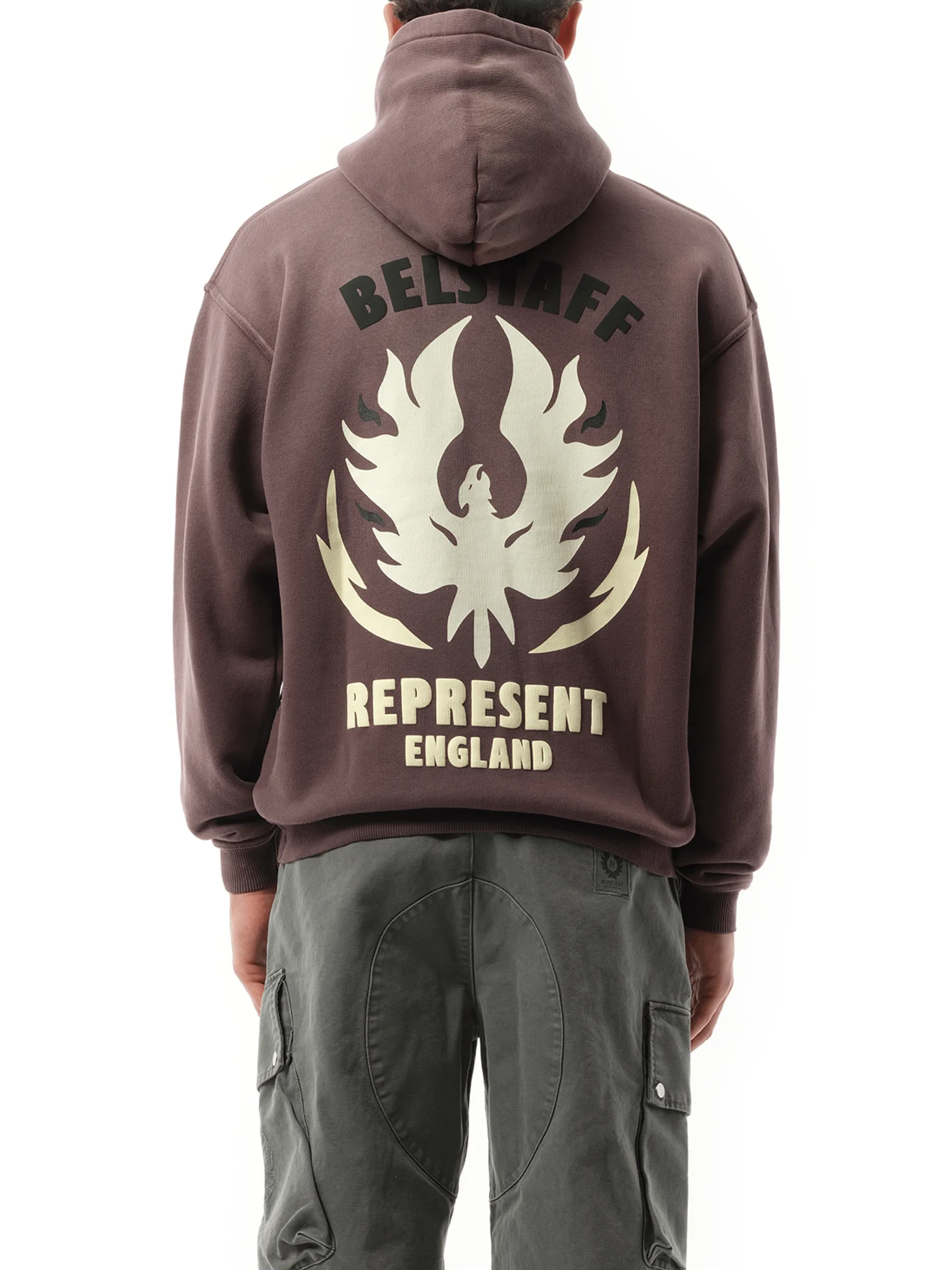 Represent X Belstaff Flame Pheonix Hoodie in Plum