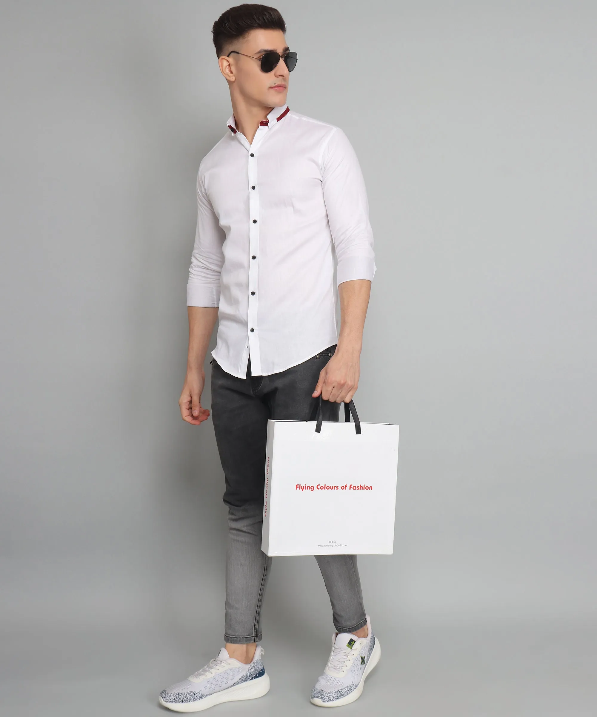 Rough Premium White Solid Men's Shirt
