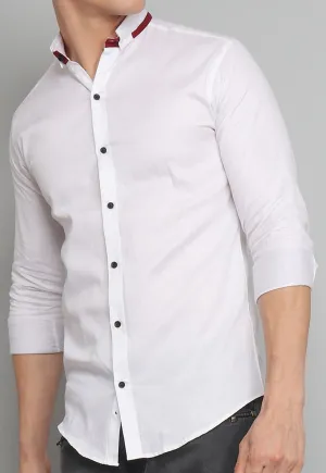 Rough Premium White Solid Men's Shirt