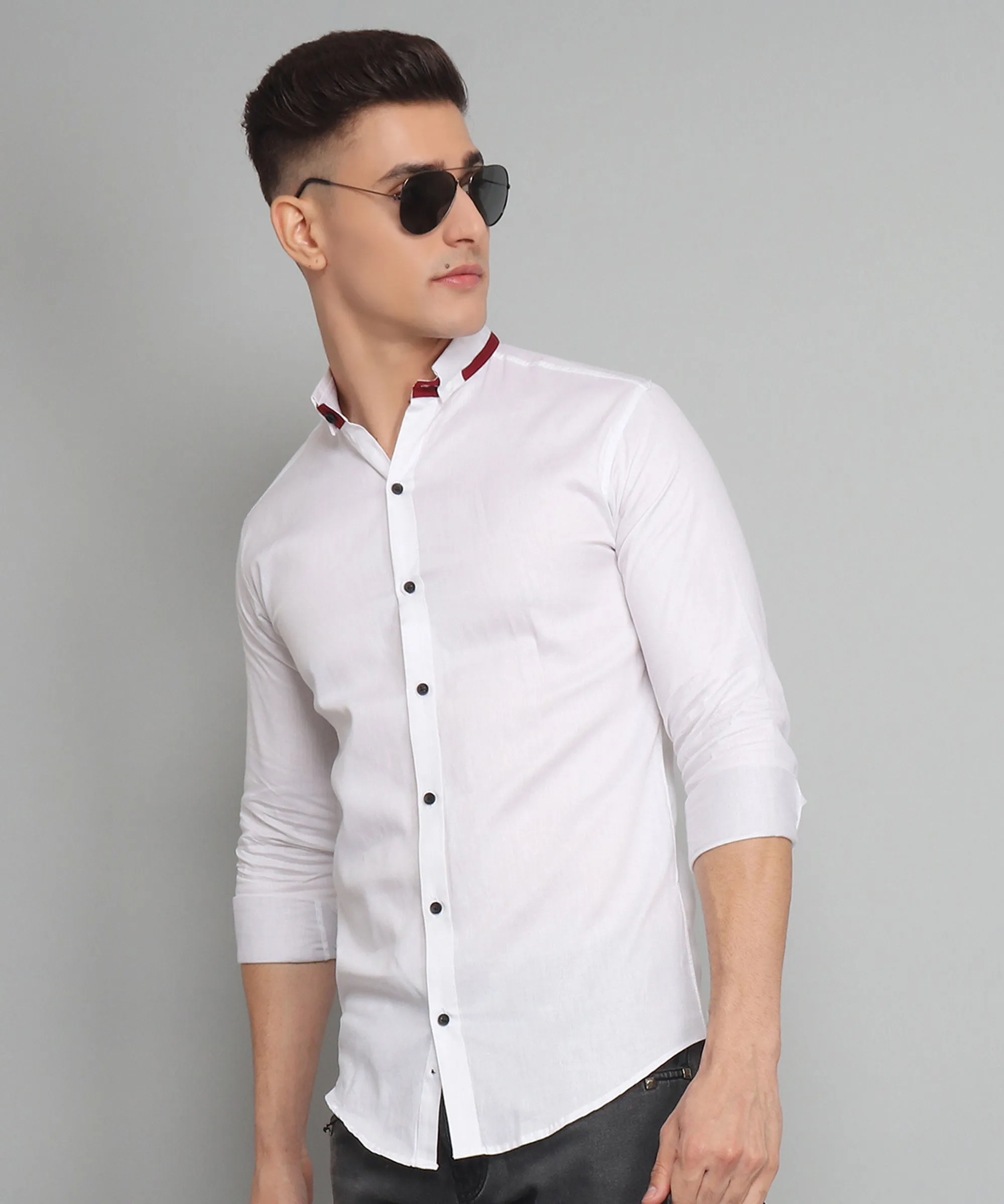 Rough Premium White Solid Men's Shirt