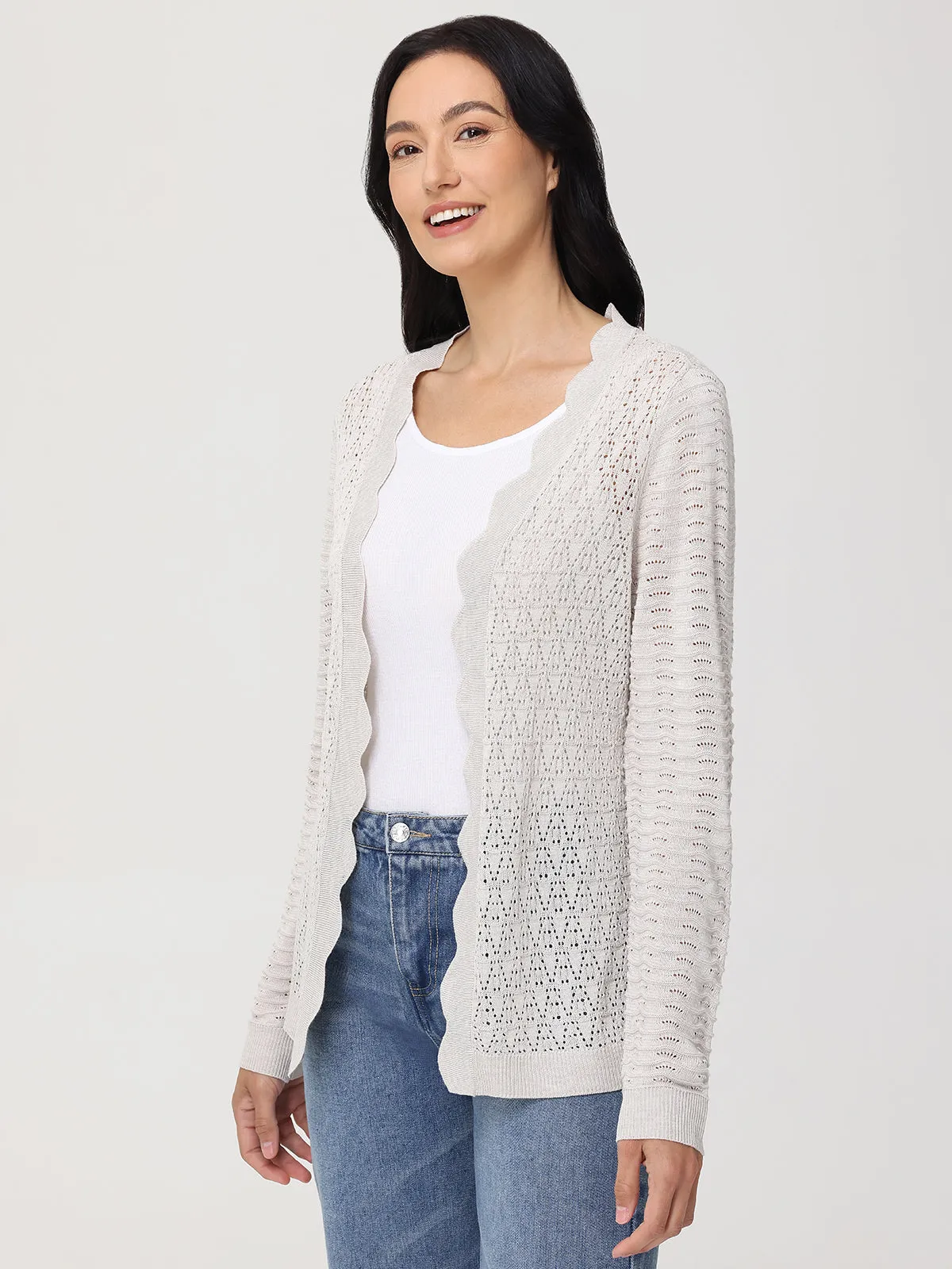 Scallop Pointelle Cardigan