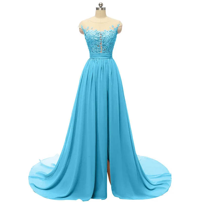 sd-hk Sleeveless Long Wedding Dress Hollowed Pattern