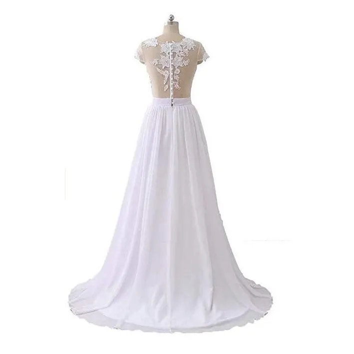 sd-hk Sleeveless Long Wedding Dress Hollowed Pattern
