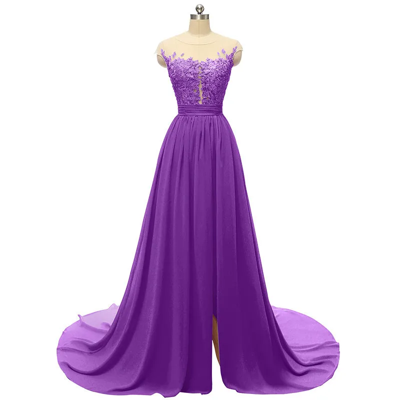 sd-hk Sleeveless Long Wedding Dress Hollowed Pattern