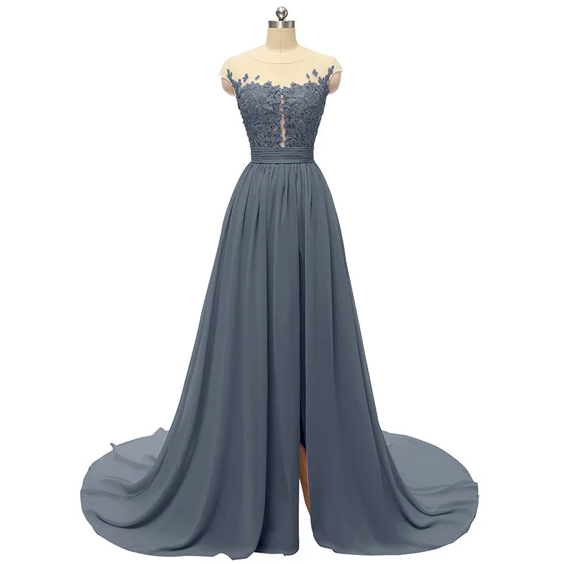 sd-hk Sleeveless Long Wedding Dress Hollowed Pattern