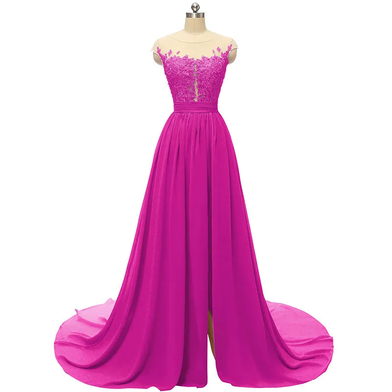 sd-hk Sleeveless Long Wedding Dress Hollowed Pattern