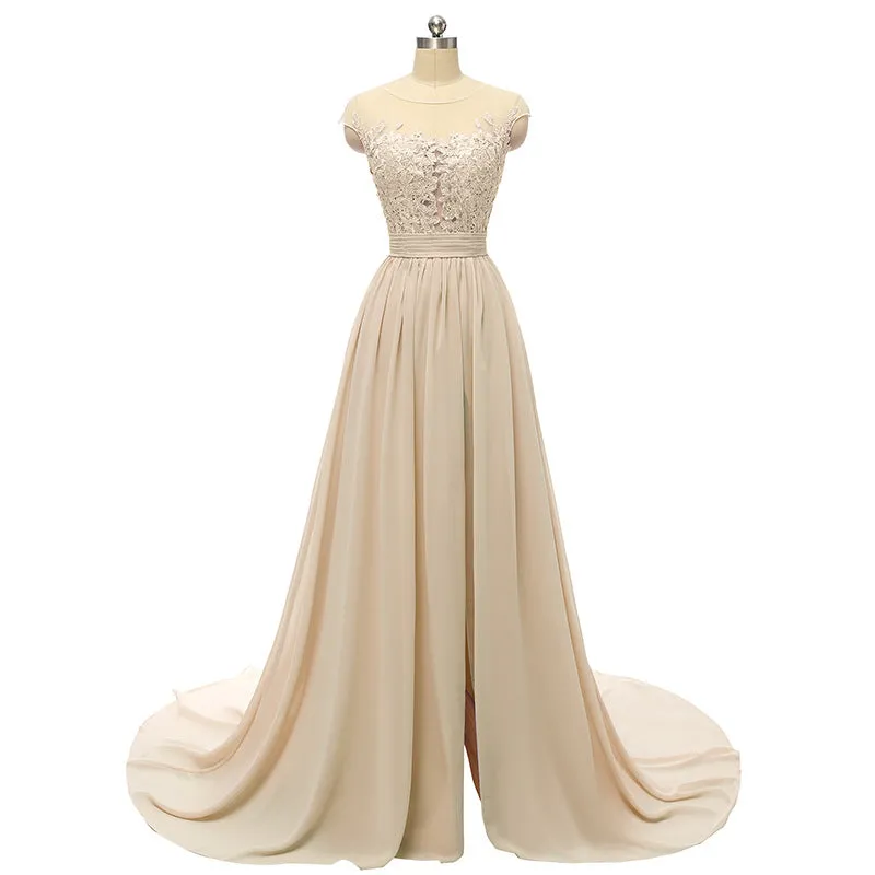 sd-hk Sleeveless Long Wedding Dress Hollowed Pattern