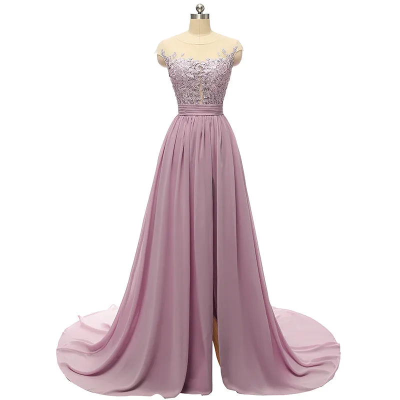 sd-hk Sleeveless Long Wedding Dress Hollowed Pattern