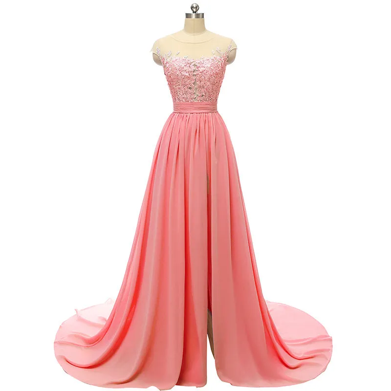 sd-hk Sleeveless Long Wedding Dress Hollowed Pattern