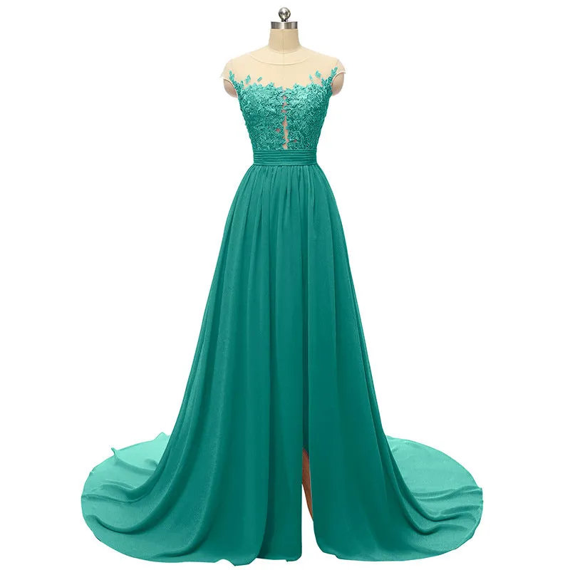 sd-hk Sleeveless Long Wedding Dress Hollowed Pattern