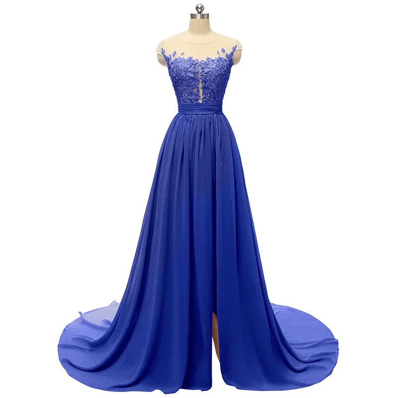 sd-hk Sleeveless Long Wedding Dress Hollowed Pattern