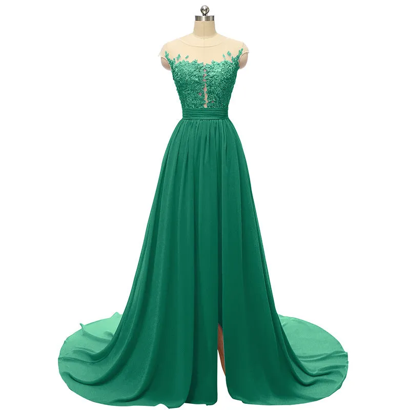 sd-hk Sleeveless Long Wedding Dress Hollowed Pattern