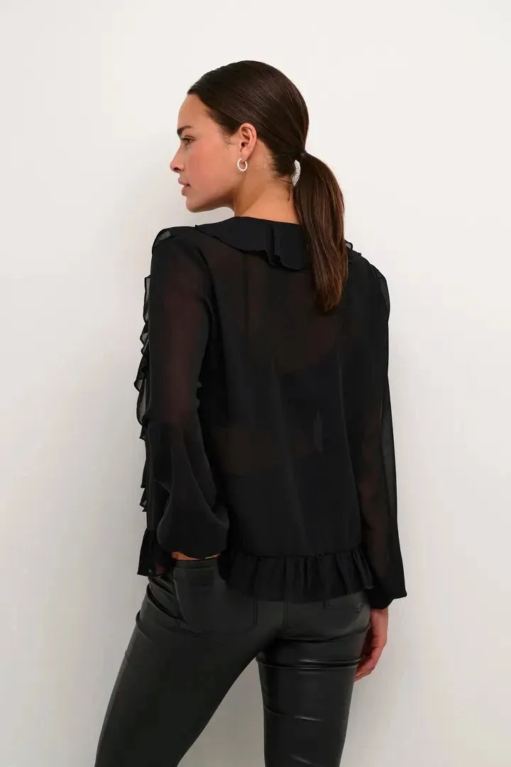 SHEER RUFFLE FRONT TOP
