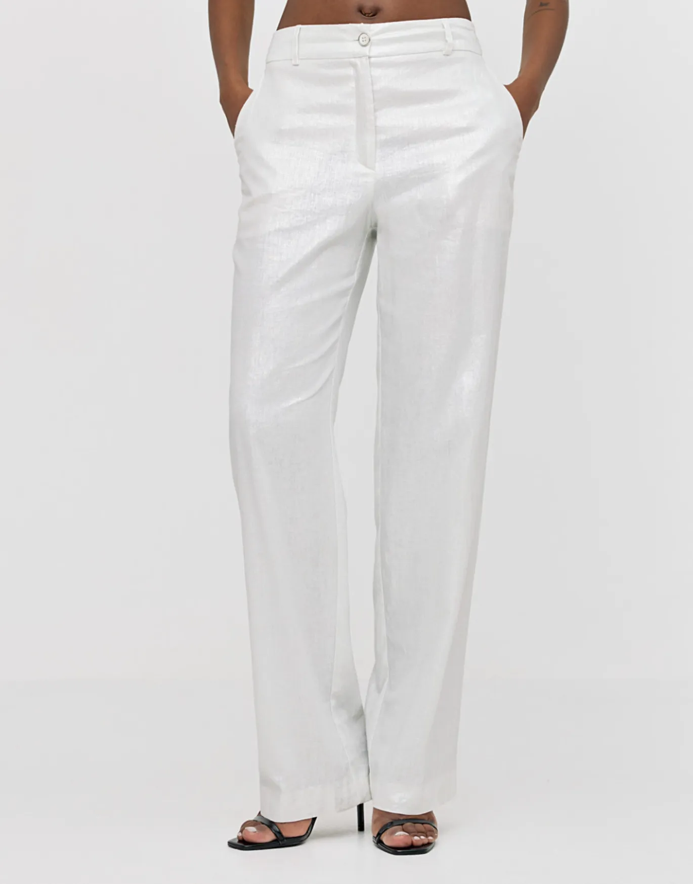 Shimmery Straight-leg Pants